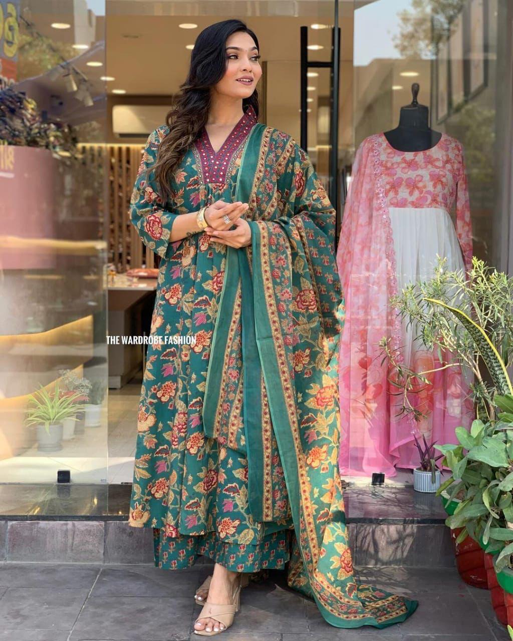Latest Trendy Cotton Kurti Pant And Dupatta for Women's